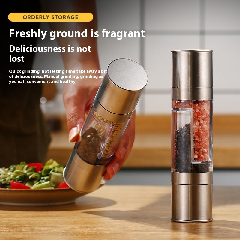 Dual-purpose Stainless Steel Pepper Sea Salt Grinder